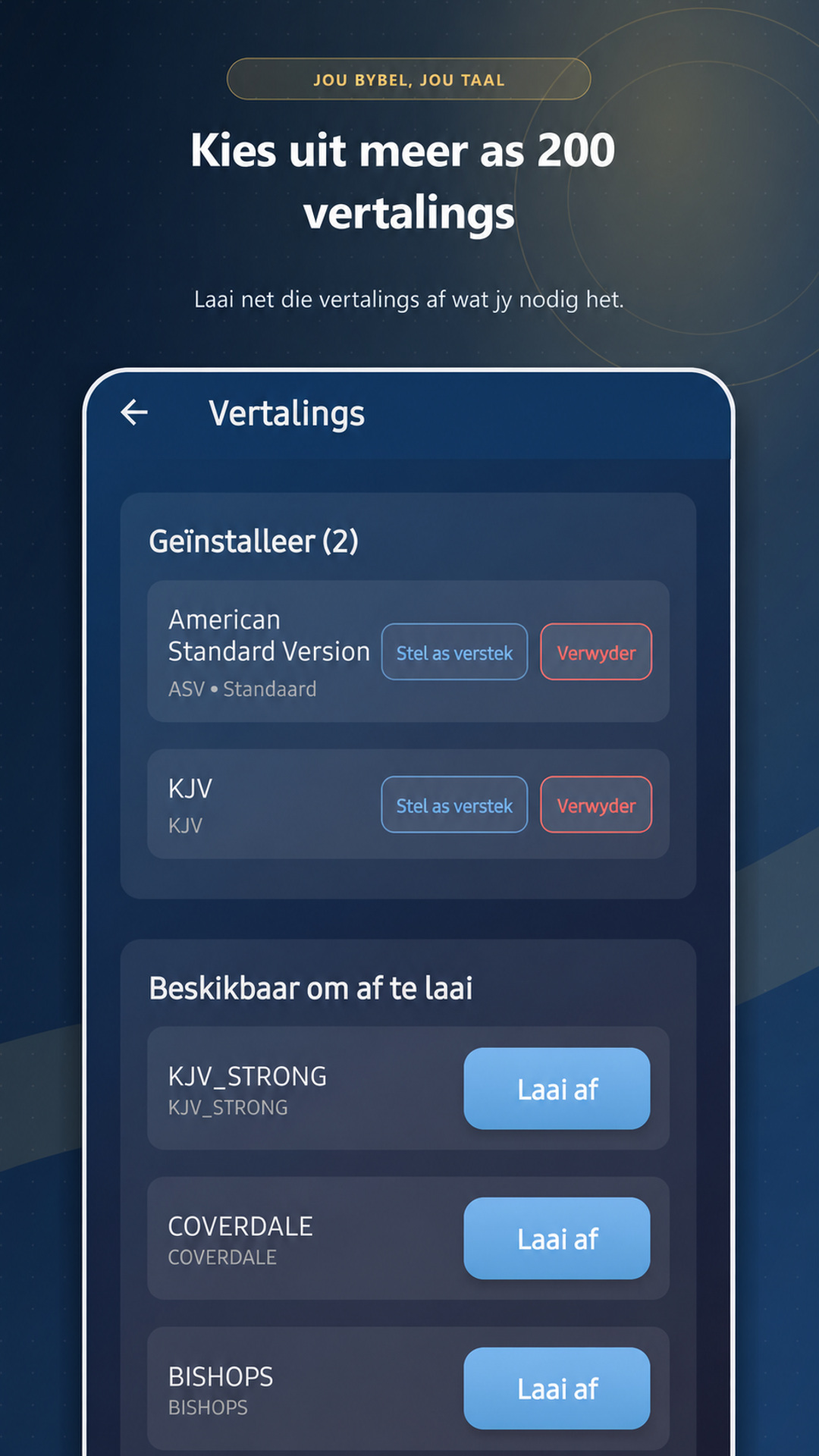 Afrikaans Bible translations available for download
