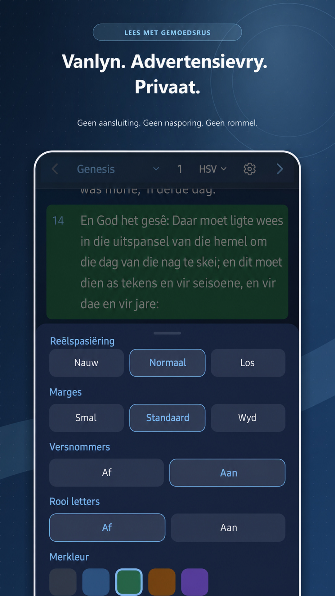Private offline Afrikaans Bible reading
